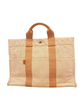 Hermes Tote Bag New Fourre Tout MM Canvas Orange Silver
